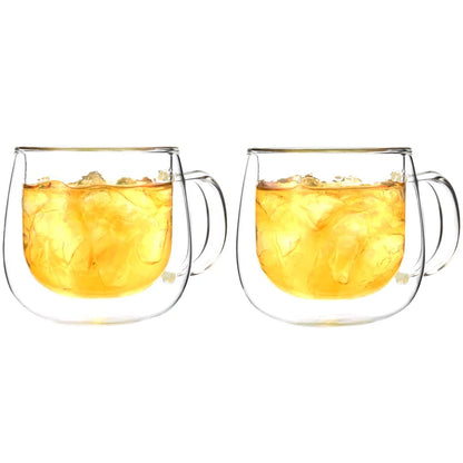 Double Wall Glass Mugs, Set of 2 Glass Cups - Just the Tea