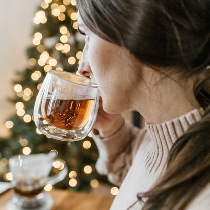 Double Wall Glass Mugs, Set of 2 Glass Cups - Just the Tea