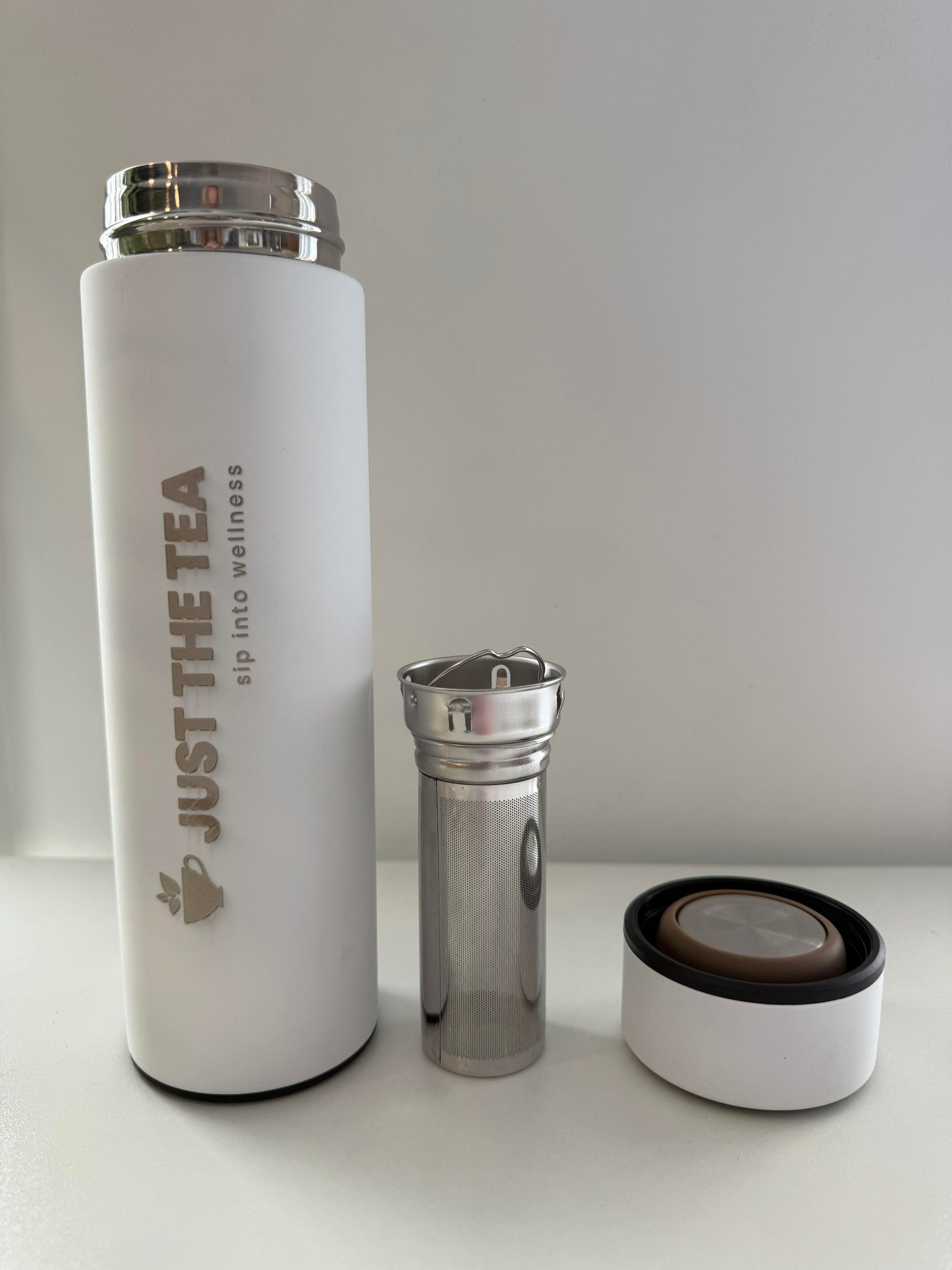 Stainless Steel Infuser Tumbler - White - Just the Tea